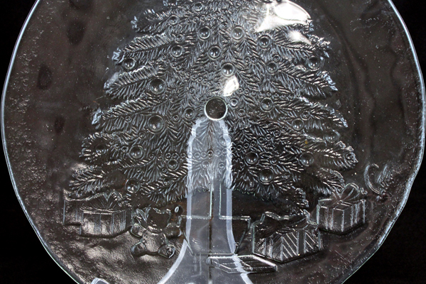 Himark Clear Round Serving Tray Glass Christmas Tree Plate Platter 12.25"
