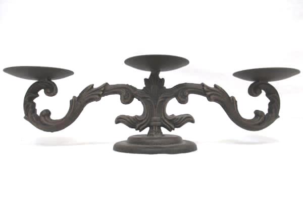 Candle Holder Brown Metal Holds 3 Candles