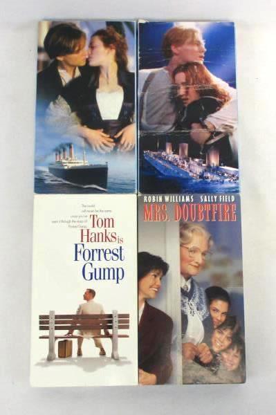 Lot of 4 Family VHS Movies Forrest Gump Mrs. Doubtfire Titanic Parts 1&2