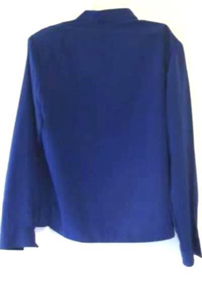 Liz Baker Women's Petites Button Up Solid Blue Blouse Polyester Size 4P