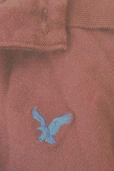 American Eagle Logo Men's Maroon Buttoned Collared Cotton Shirt Size Large