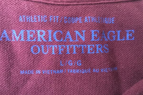 American Eagle Logo Men's Maroon Buttoned Collared Cotton Shirt Size Large