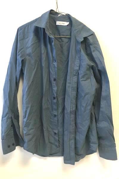 Calvin Klein Men's Steel Blue Full Button Up Long Sleeve Shirt Size S