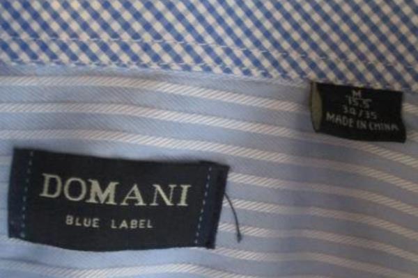 Domani Men's Blue & White Striped Full Button Up Long Sleeve Dress Shirt Size M