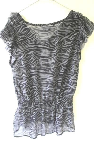 Miley Cyrus Max Azria Women's Gray & Black Zebra Print Pattern Blouse Size Large