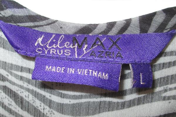 Miley Cyrus Max Azria Women's Gray & Black Zebra Print Pattern Blouse Size Large