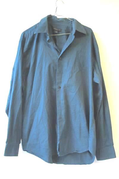Van Heusen Men's Collared Long Sleeve Dress Shirt Dark Blue Size L(16-16 1/2)