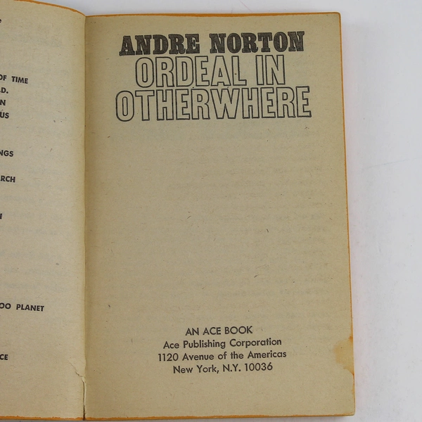 Ordeal In Otherwhere by Andre Norton 1964 Ace Books Paperback Good Condition
