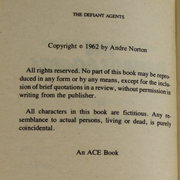 The Defiant Agents by Andre Norton 1962 Ace Books Paperback Good Condition