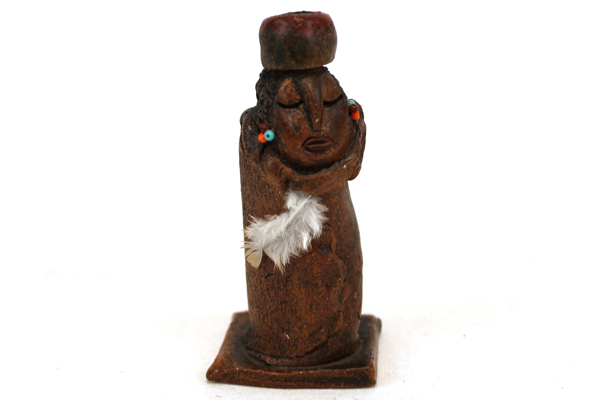 Vintage South American Pottery Clay Woman Figurine Signed DKS