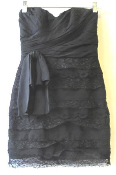Badgley Mischka Collection Black Lace Bow Zipper Women's Strapless Dress Size 0