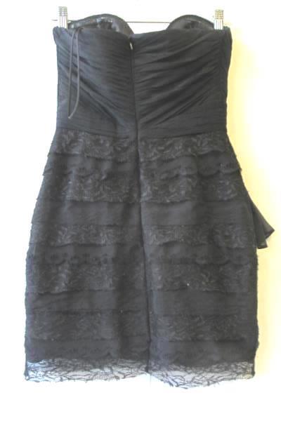 Badgley Mischka Collection Black Lace Bow Zipper Women's Strapless Dress Size 0