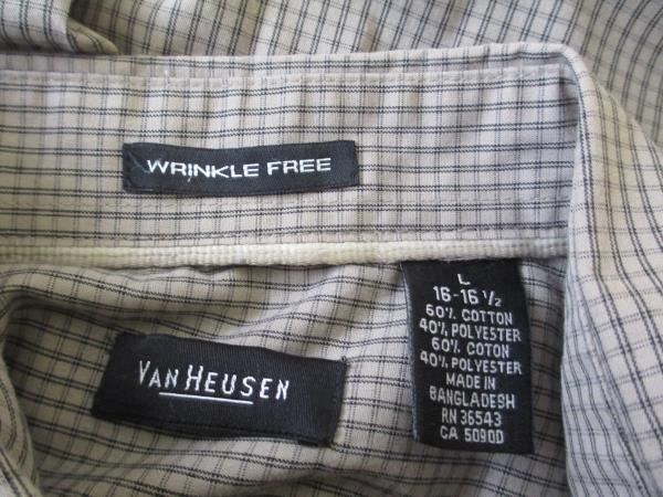 Van Heusen Men's Brown Striped Causal Button Up Shirt Short Sleeve Sz L 16-16.5
