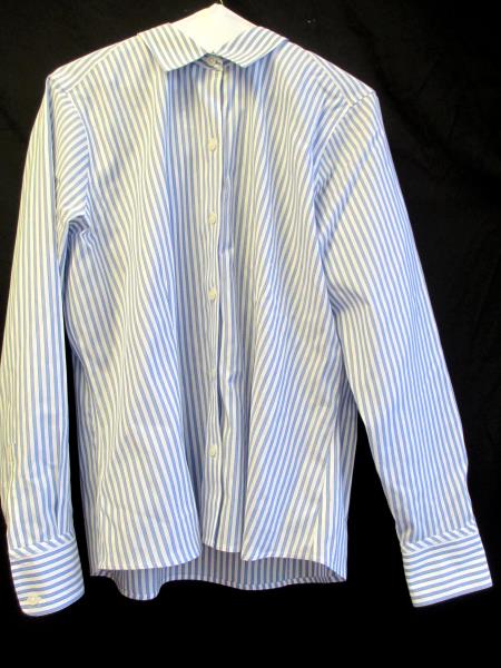 Eddie Bauer Men's Dress Shirt Blue & White Long Sleeve Collar Stripes Size L