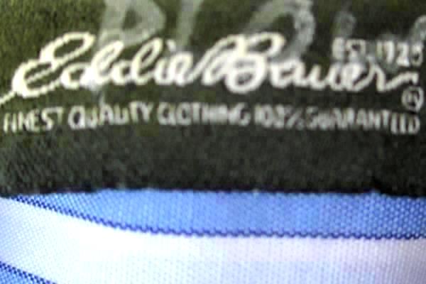 Eddie Bauer Men's Dress Shirt Blue & White Long Sleeve Collar Stripes Size L