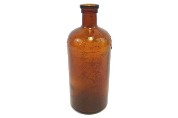 VTG Amber Glass Lysol Bottle Bloomfield N.J. USA Brown 6" Brockway B Bottle Mark