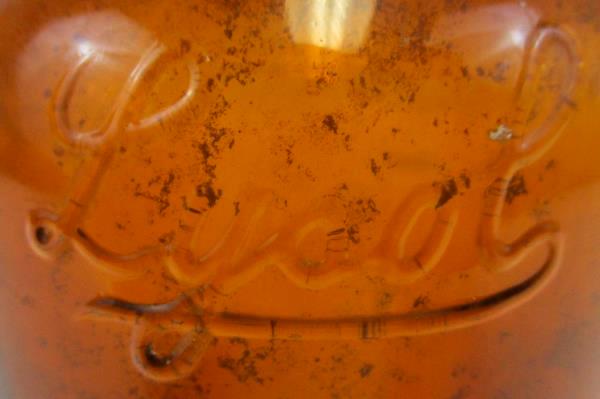 VTG Amber Glass Lysol Bottle Bloomfield N.J. USA Brown 6" Brockway B Bottle Mark
