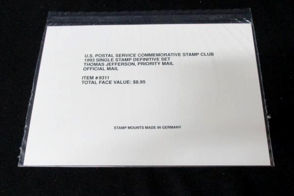 1993 CSC USPS Definitive Single Stamp Page Thomas Jefferson Priority Mai
