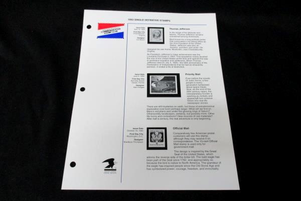 1993 CSC USPS Definitive Single Stamp Page Thomas Jefferson Priority Mai