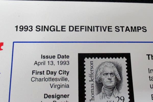 1993 CSC USPS Definitive Single Stamp Page Thomas Jefferson Priority Mai