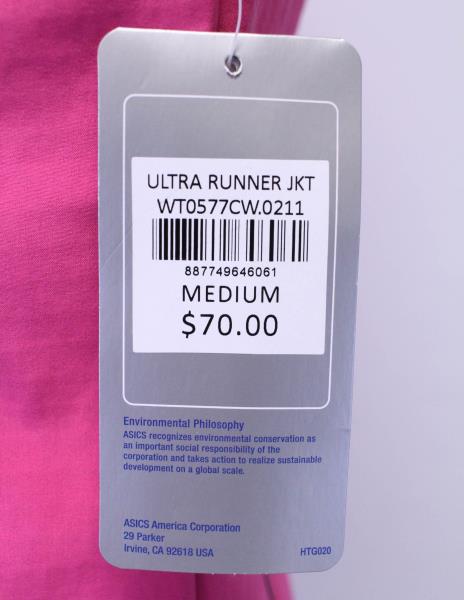 Asics Berry Color Ultra Runner Jacket Womens Medium New Original Tags