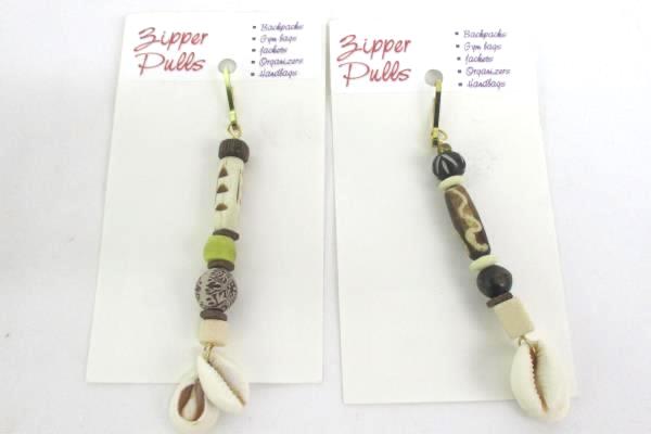2 Love Those Beads Beaded Neutral Tone Seashell Zipper Pull Stocking Stuffer
