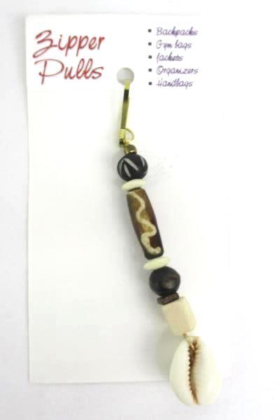 2 Love Those Beads Beaded Neutral Tone Seashell Zipper Pull Stocking Stuffer