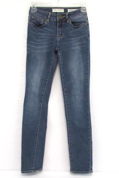 Bullhead Denim Jeans Skinny Stretch Juniors Whiskering Medium Wash Women's 1 Reg