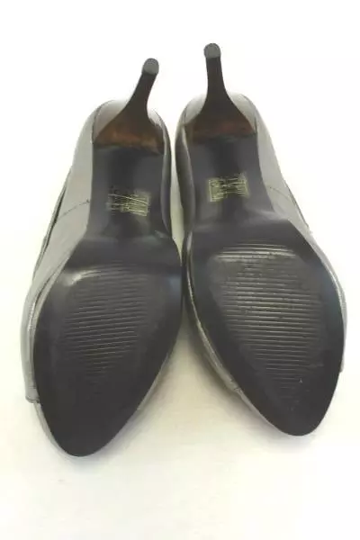 Type Z Peep Toe 4 and a Half Inch High Heels Metallic Gunmetal Size 6 and a Half