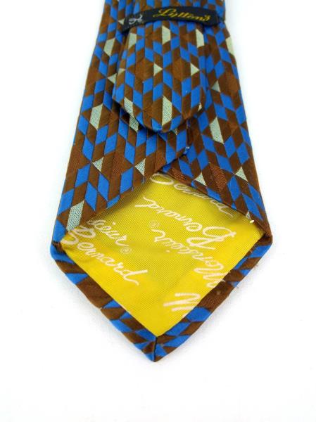 Vintage LYTTON'S Brown and Blue Geometric Neck Tie Polyester Switzerland Woven