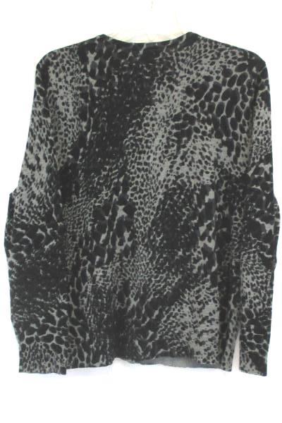 Croft & Barrow Women's PL Black Gray Cheetah Animal Print Cardigan Sweater