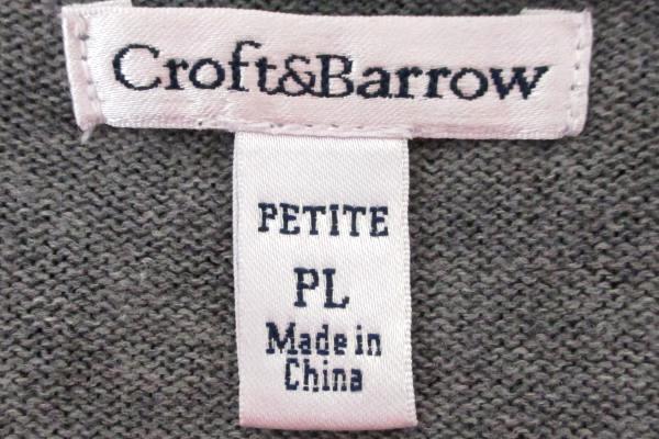 Croft & Barrow Women's PL Black Gray Cheetah Animal Print Cardigan Sweater