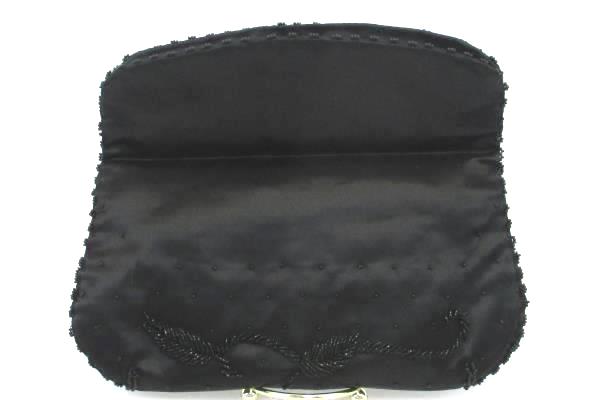 Bag By Debbie Black Evening Small Handbag Purse Beaded Floral Leaves Flap Close