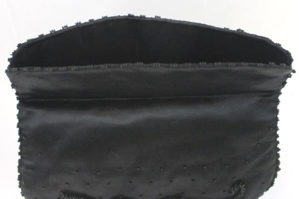 Bag By Debbie Black Evening Small Handbag Purse Beaded Floral Leaves Flap Close