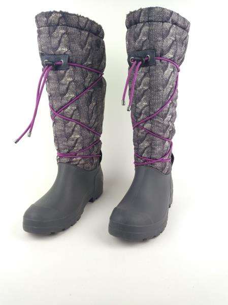DIRTY LAUNDRY Gray Powder Cable Knit Puffer Boot Rubber Winter Faux Sherpa Sz 9