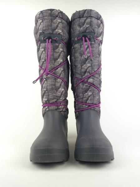 DIRTY LAUNDRY Gray Powder Cable Knit Puffer Boot Rubber Winter Faux Sherpa Sz 9