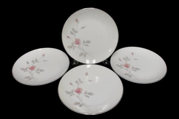 Set of 4 Royal Song #5442 "Remembrance" Platinum Gilt Bread Plate 6.5"