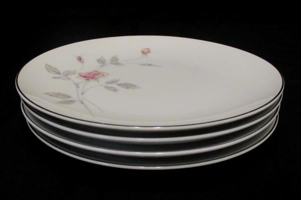 Set of 4 Royal Song #5442 "Remembrance" Platinum Gilt Bread Plate 6.5"