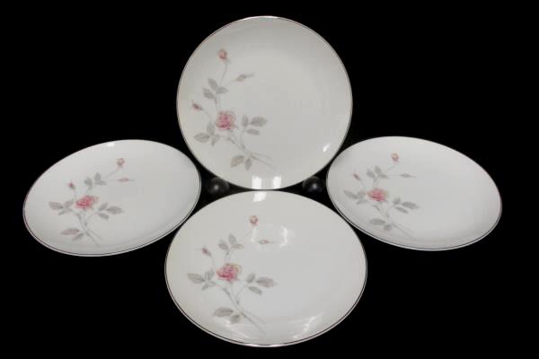 Set of 4 Royal Song #5442 "Remembrance" Platinum Gilt Breakfast Plate 7.5"