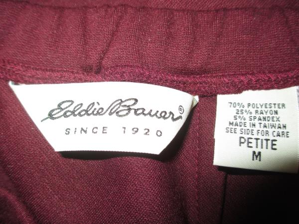 Eddie Bauer Skirt Burgundy Stretch Waist Women's Size Medium Petite