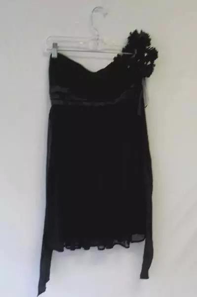 Women's Floral Dress in Black By City Triangles Size S Shoulder Strap Waist Band