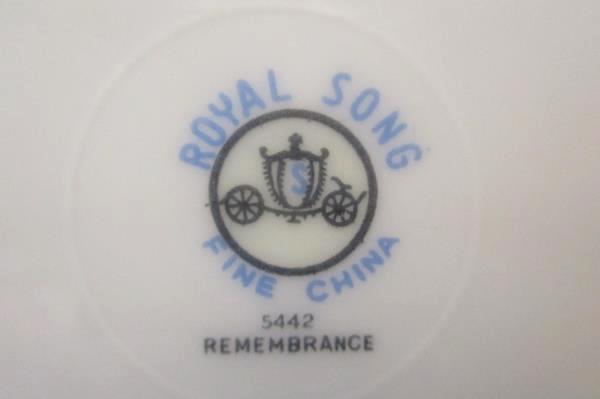 Set of 4 Royal Song #5442 "Remembrance" Platinum Gilt Breakfast Plate 7.5"