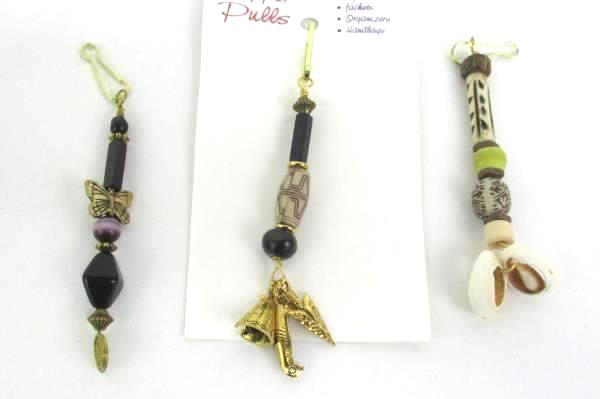 3 Love Those Beads Beaded Butterfly Canoe Seashell Zipper Pull Stocking Stuffer