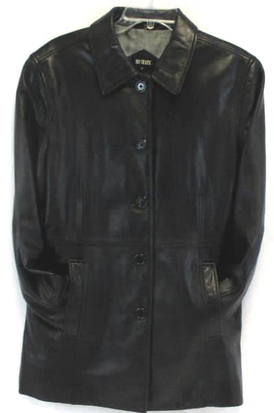 111 State Women's Button up Leather Jacket Black Size Medium