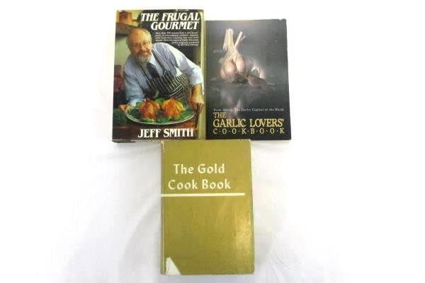 Lot of 3 Vintage Cookbooks Garlic Lovers Cookbook Frugal Gourmet Gold Cook Book