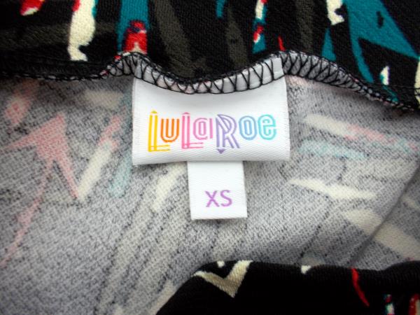 LULAROE "Cassie" Pencil Skirt ~ Black 80's Abstract Print~ Polyester Crepe Sz XS