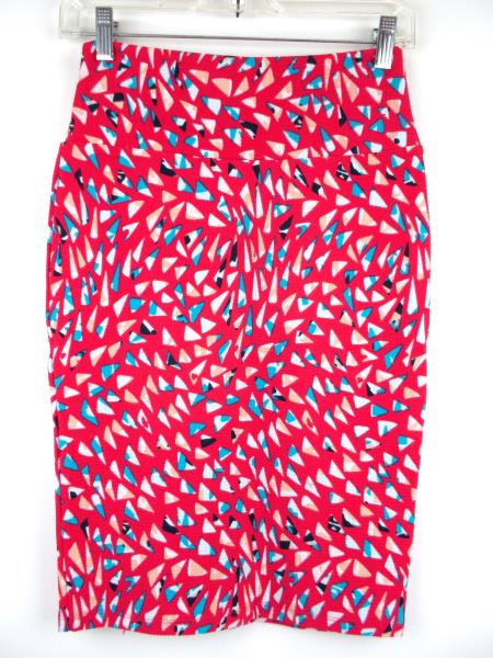 LULAROE "Cassie" Pencil Skirt ~ Pink Geometric 80's Print~ Polyester Crepe Sz XS
