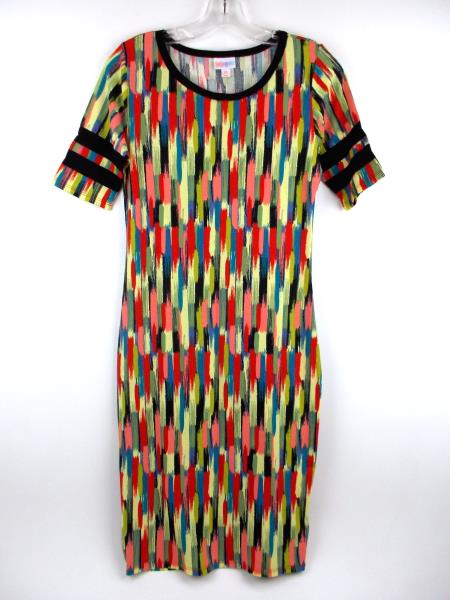 LULAROE "Julia" Bodycon Dress ~ Rainbow Paint Brush Abstract Print ~ Sz XS