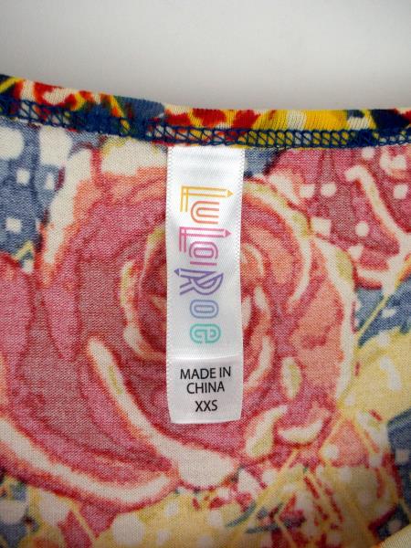 LULAROE "Perfect T" Flared Tunic Dress Blue Red Yellow Rose Floral Print Sz XXS