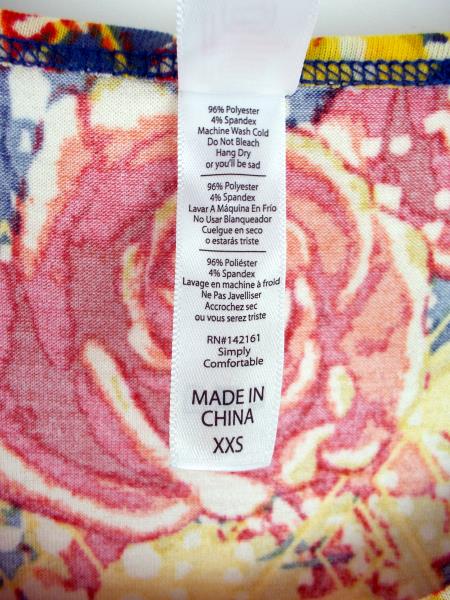LULAROE "Perfect T" Flared Tunic Dress Blue Red Yellow Rose Floral Print Sz XXS